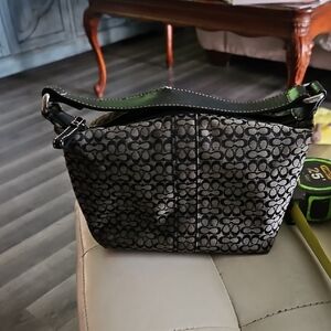 Coach Black and Gray Signature Shoulder Bag